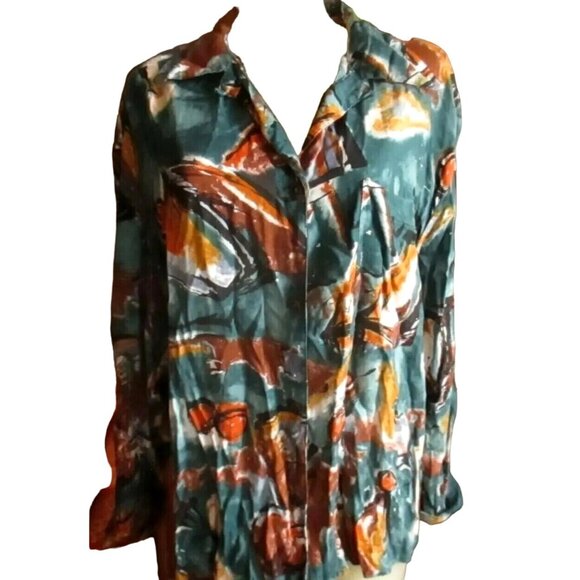 True Vtg 90s L Paul Et Diffier Abstract Patterned Button-Up Shirt Colorful - Picture 2 of 5